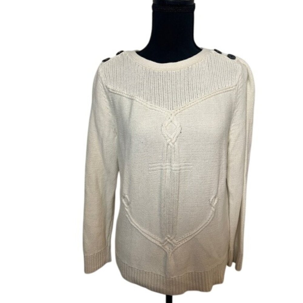 Talbots cream anchor sweater LP large petite nautical
